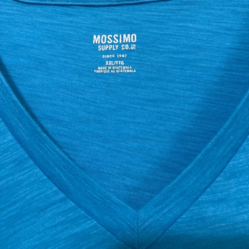 Mossimo Supply Co. Blue V-Neck Short Sleeve Slub Knit Tee Shirt - Picture 2 of 7